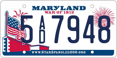 MD license plate 5AD7948