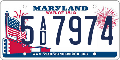 MD license plate 5AD7974