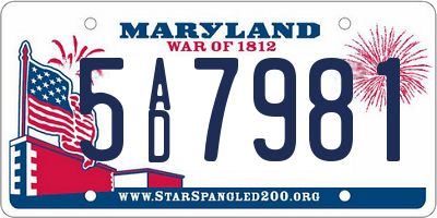 MD license plate 5AD7981