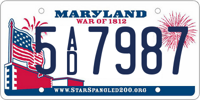 MD license plate 5AD7987