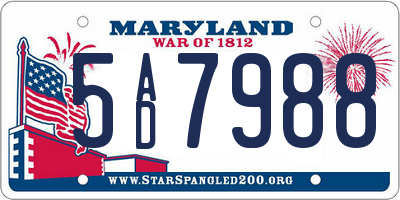 MD license plate 5AD7988