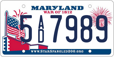 MD license plate 5AD7989