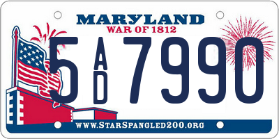 MD license plate 5AD7990