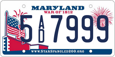 MD license plate 5AD7999