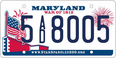MD license plate 5AD8005