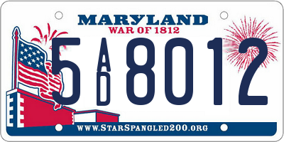 MD license plate 5AD8012