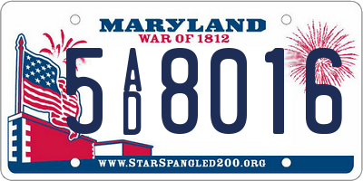 MD license plate 5AD8016