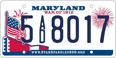 MD license plate 5AD8017
