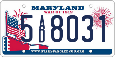 MD license plate 5AD8031