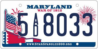 MD license plate 5AD8033