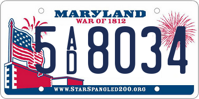 MD license plate 5AD8034
