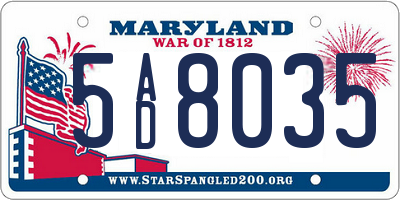 MD license plate 5AD8035