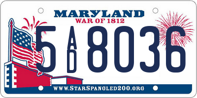 MD license plate 5AD8036