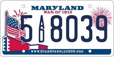 MD license plate 5AD8039