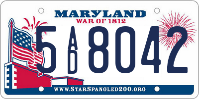 MD license plate 5AD8042