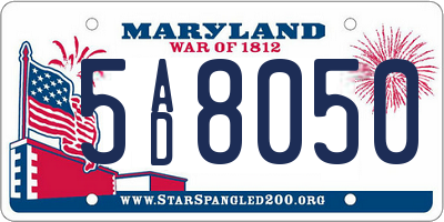 MD license plate 5AD8050