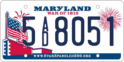 MD license plate 5AD8051