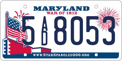 MD license plate 5AD8053