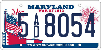 MD license plate 5AD8054