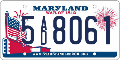 MD license plate 5AD8061