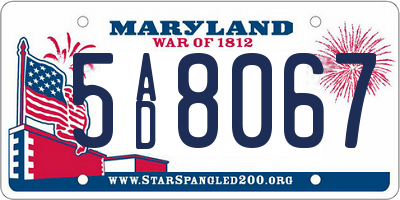 MD license plate 5AD8067
