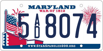 MD license plate 5AD8074