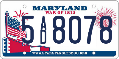 MD license plate 5AD8078