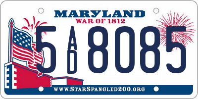 MD license plate 5AD8085