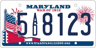 MD license plate 5AD8123