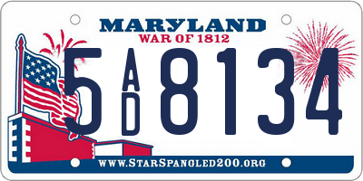 MD license plate 5AD8134