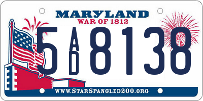 MD license plate 5AD8138