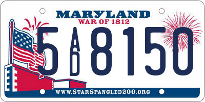 MD license plate 5AD8150