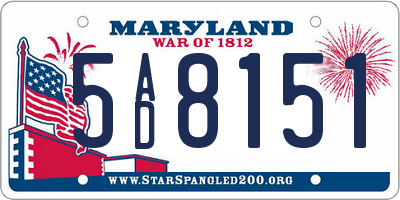MD license plate 5AD8151