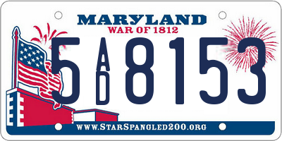 MD license plate 5AD8153