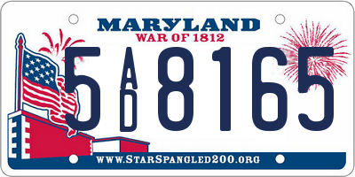 MD license plate 5AD8165