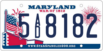 MD license plate 5AD8182