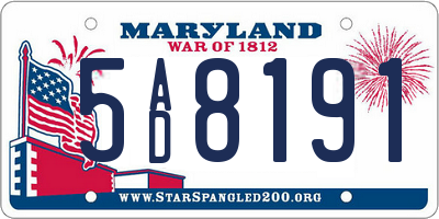 MD license plate 5AD8191