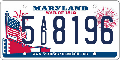 MD license plate 5AD8196