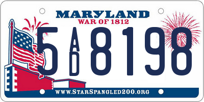 MD license plate 5AD8198