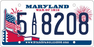 MD license plate 5AD8208