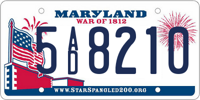 MD license plate 5AD8210