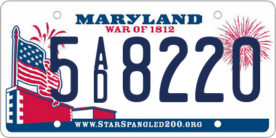 MD license plate 5AD8220
