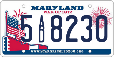 MD license plate 5AD8230
