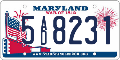 MD license plate 5AD8231