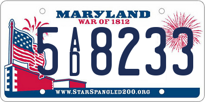 MD license plate 5AD8233