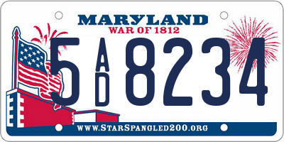 MD license plate 5AD8234