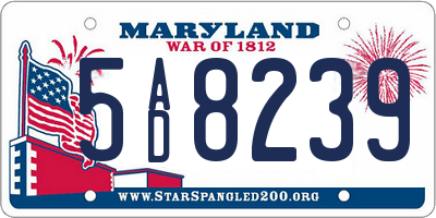 MD license plate 5AD8239