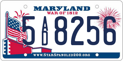 MD license plate 5AD8256