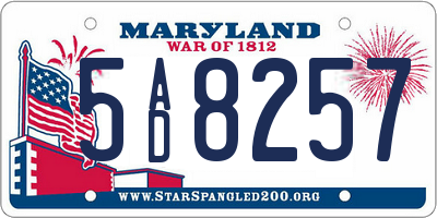 MD license plate 5AD8257