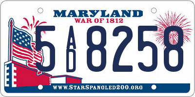 MD license plate 5AD8258